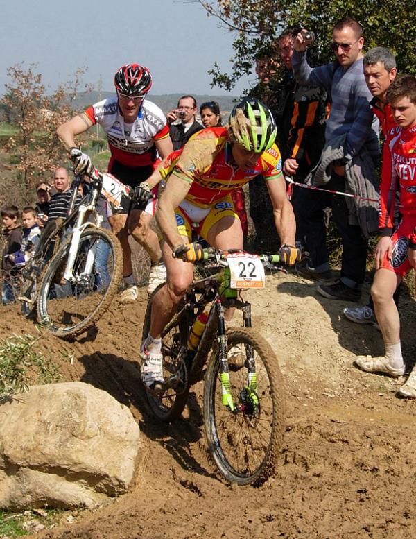 Jose Antonio Hermida (Multivan Merida) works his way back toward the front after a crash.