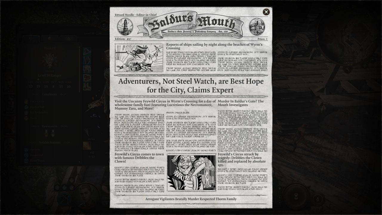 Baldur's Gate 3 Stop the Presses - News headline