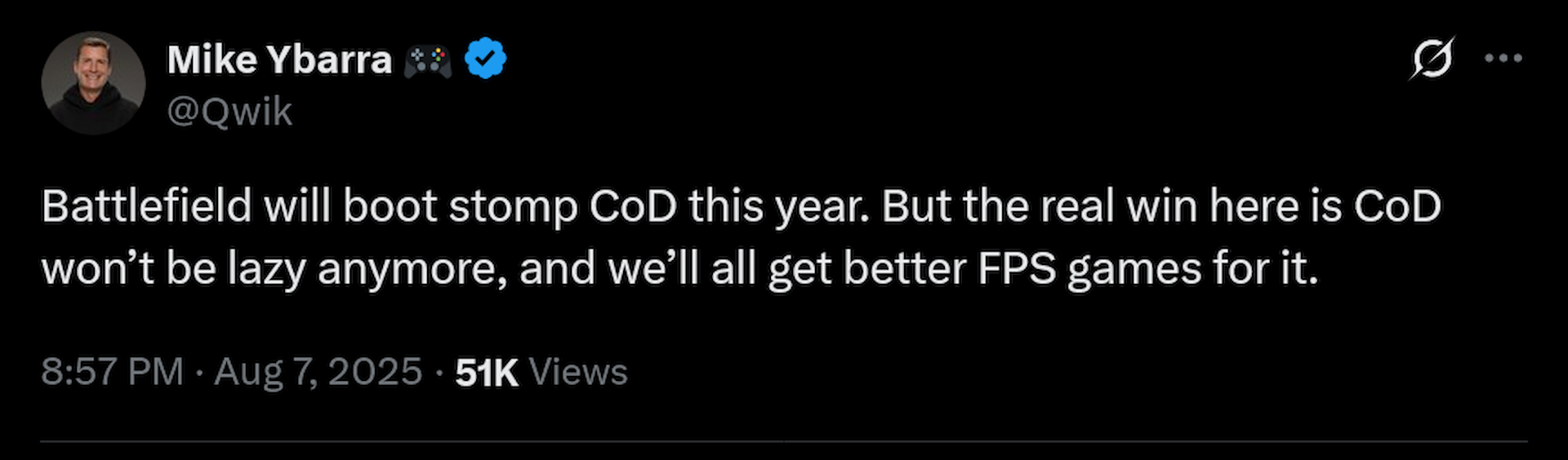 Battlefield will boot stomp CoD this year. But the real win here is CoD won’t be lazy anymore, and we’ll all get better FPS games for it.