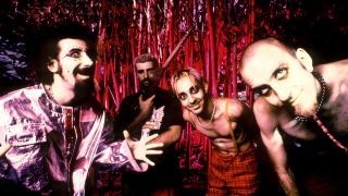 Armenian-American heavy metal band System of a Down, pose for a group portrait circa September, 1998 in Los Angeles