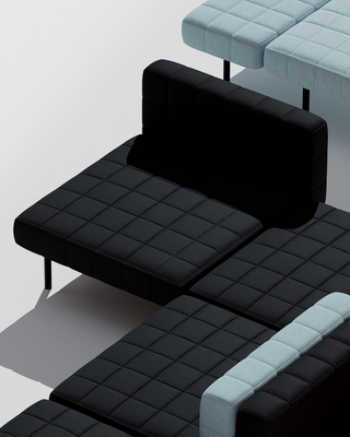 Black & blue padded sofas