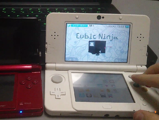 Smealum demonstrates his Ninjhax exploit of the Nintendo 3DS using the game Cubic Ninja by AQ Interactive and Ubisoft.