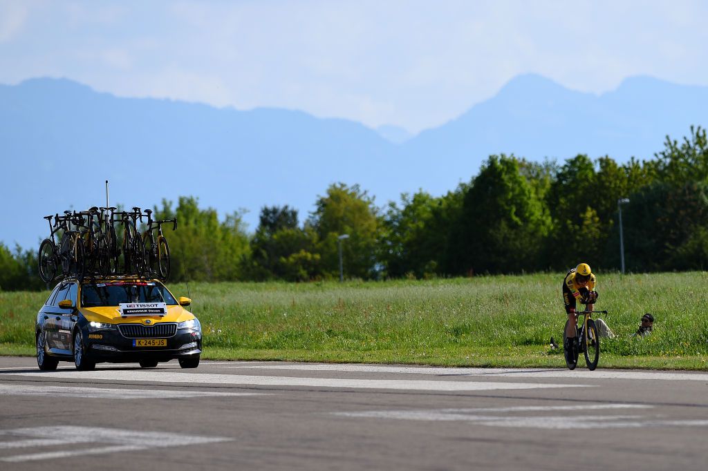 LAUSANNE SWITZERLAND APRIL 26 Steven Kruijswijk of Netherlands and Team Jumbo Visma sprints during the 75th Tour De Romandie 2022 Prologue a 512km individual time trial from Lausanne to Lausanne ITT TDR2022 on April 26 2022 in Lausanne Switzerland Photo by Dario BelingheriGetty Images
