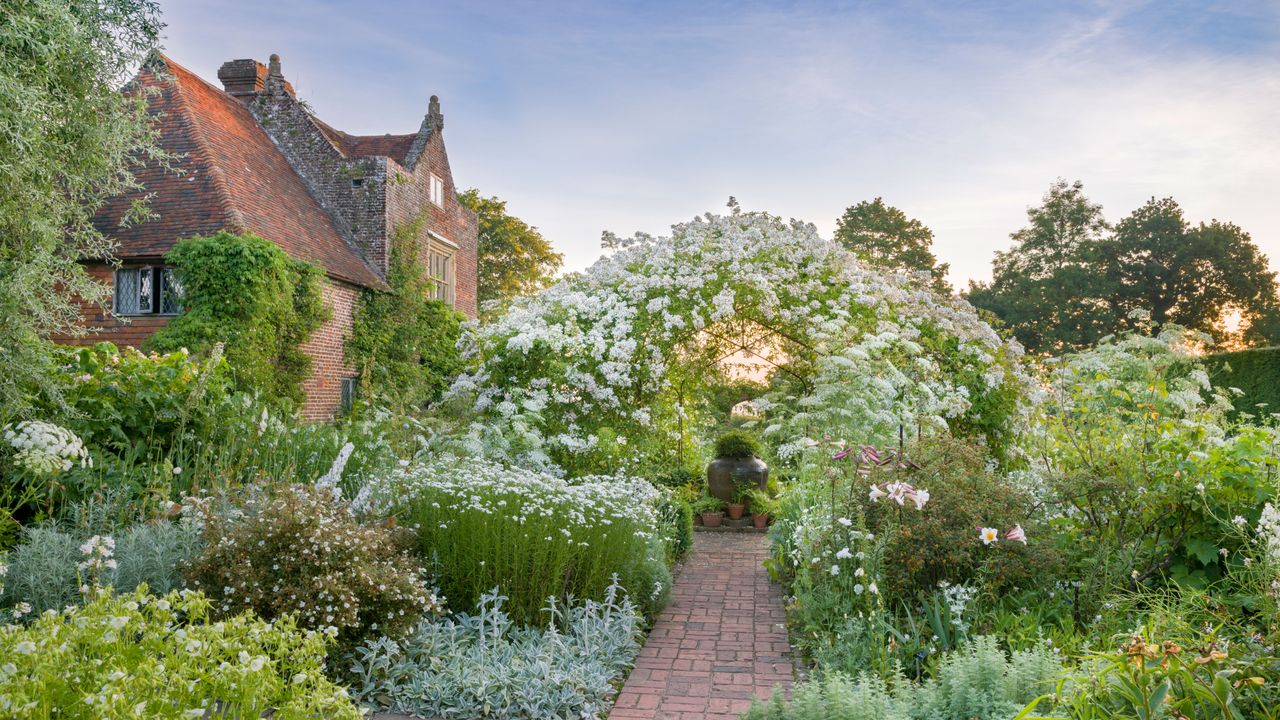 white garden at sissinghurst in summer