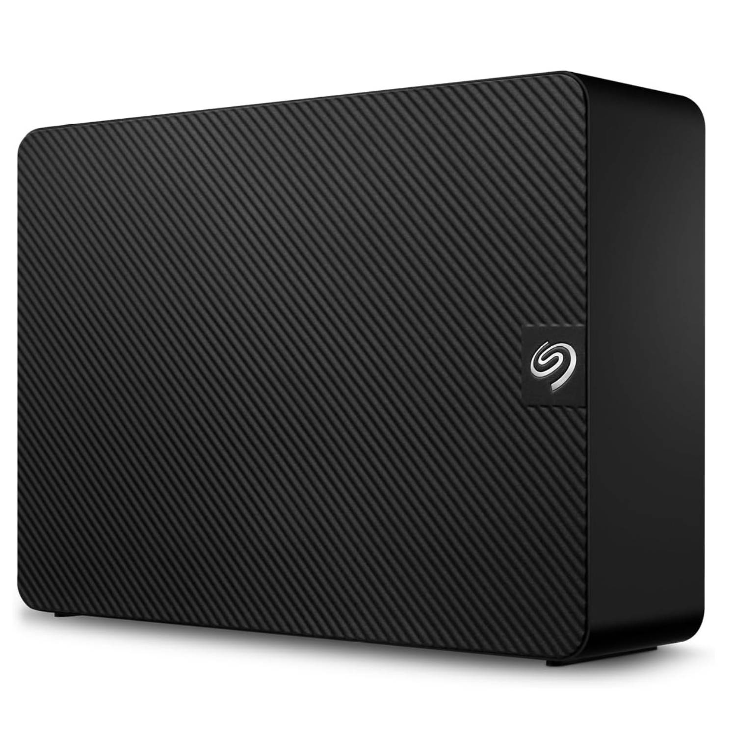 Image of the Seagate Expansion Desktop external hard drive, with a white background.