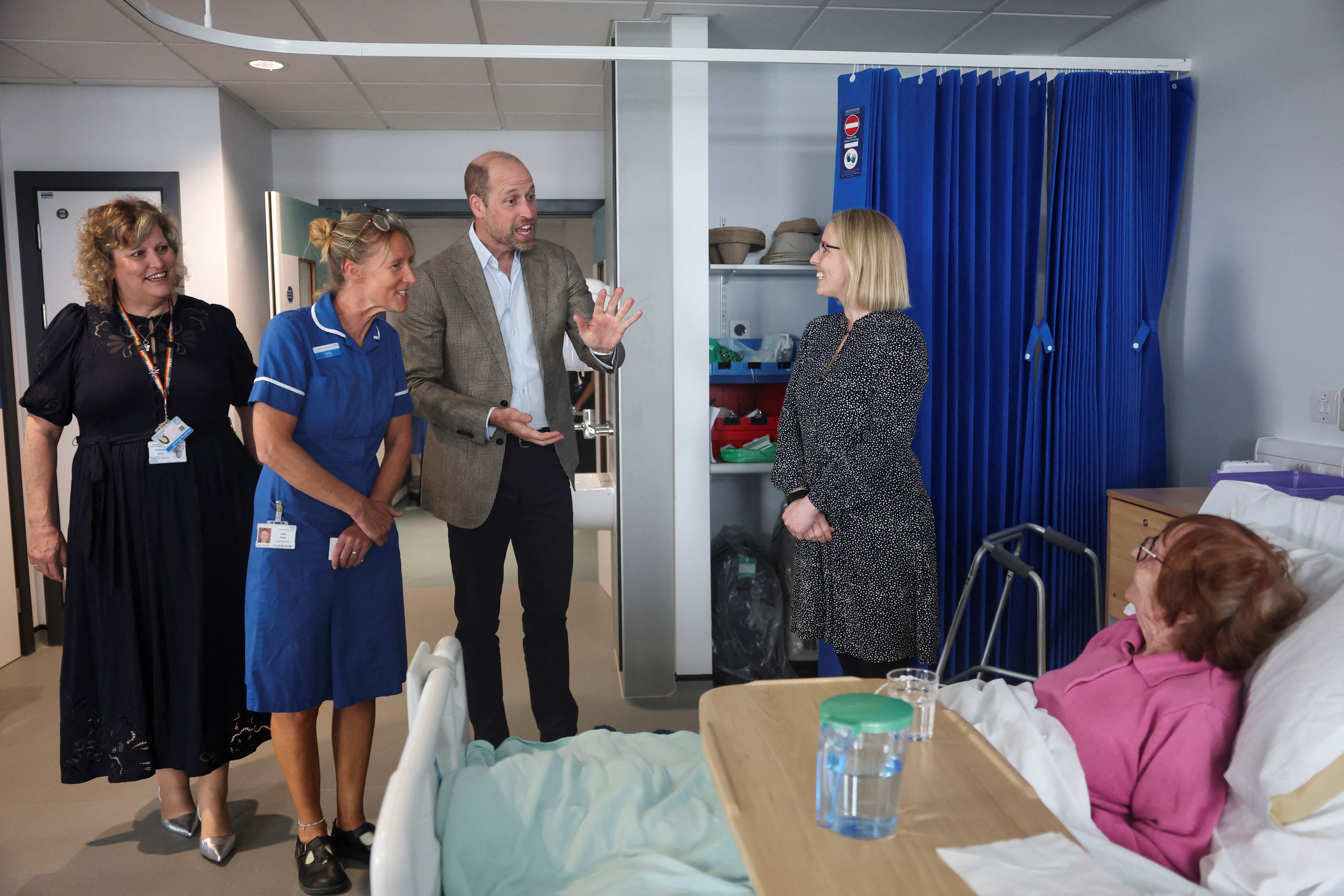 ISLES OF SCILLY, ENGLAND - MAY 22: Prince William visits patient Hilda Richards, 102, during his visit to the Isles of Scilly Hospital (Photo by Hannah McKay-WPA Pool/Getty Images)