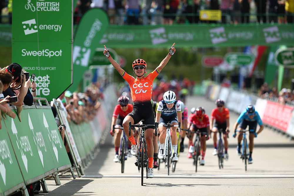 Marianne Vos (CCC-Liv) wins stage 2 and leads the OVO Energy Women's Tour