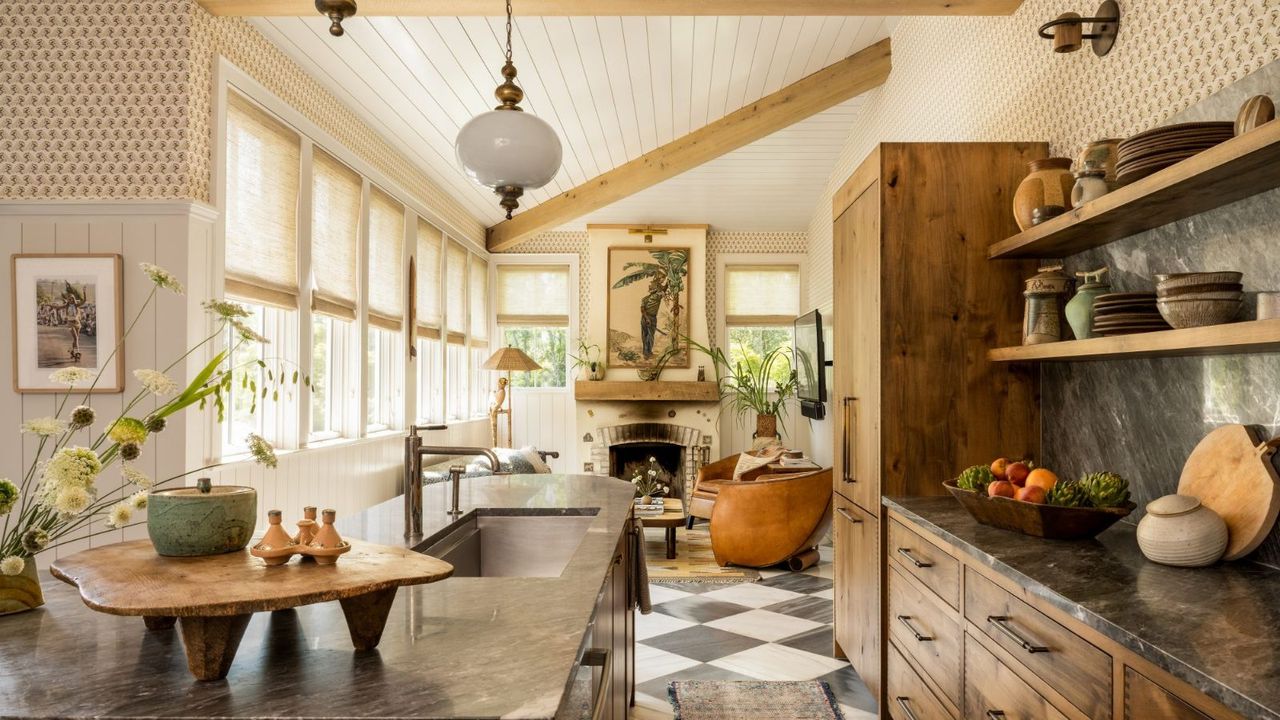 Rustic open plan kitchen