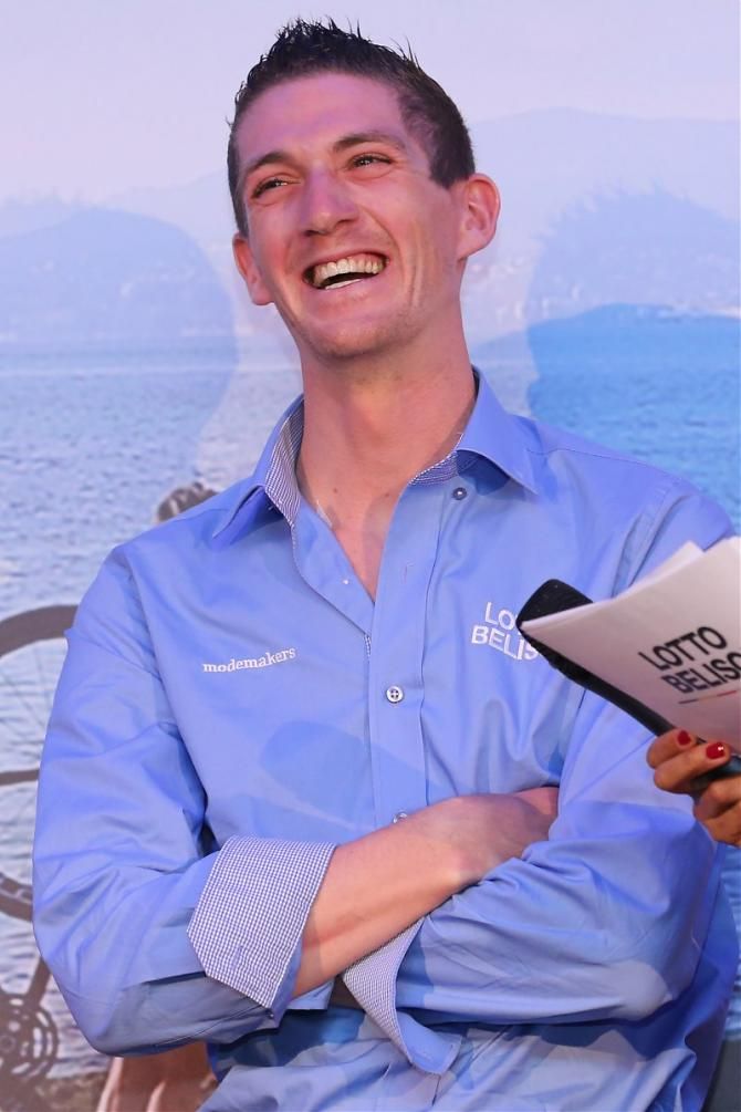 Jurgen Van Den Broeck enjoys a joke