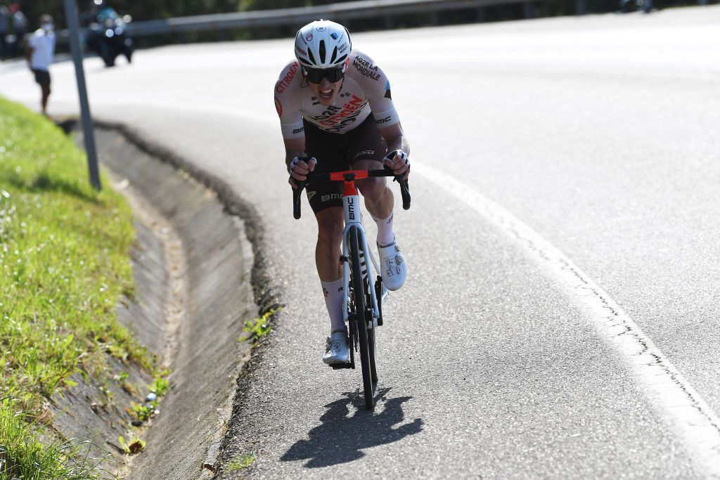 SANTA CRUZ DE BEZANA SPAIN AUGUST 31 Stan Dewulf of Belgium and AG2R Citren Team competes in the Breakaway during the 76th Tour of Spain 2021 Stage 16 a 180km stage from Laredo to Santa Cruz de Bezana lavuelta LaVuelta21 on August 31 2021 in Santa Cruz de Bezana Spain Photo by Tim de WaeleGetty Images
