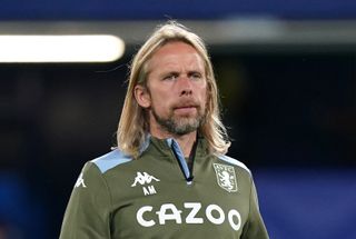 Austin MacPhee on the sidelines in Aston Villa colours