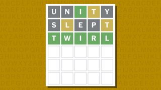 Wordle answer for game 928 on a yellow background