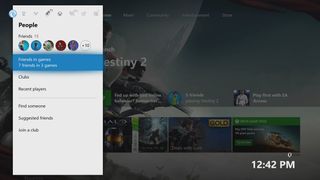 Screenshot of Xbox Guide and Friends.