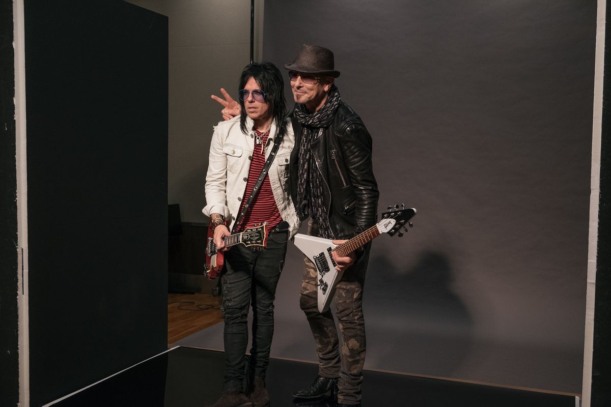 Tommy Hendriksen and Rudolph Schenker at Ross Halfin's photo shoot.