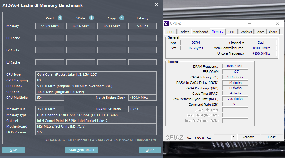 Core i7-11700K with DDR4-3600 C14