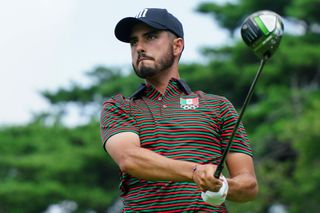 Abraham Ancer hits a drive at the Olympics