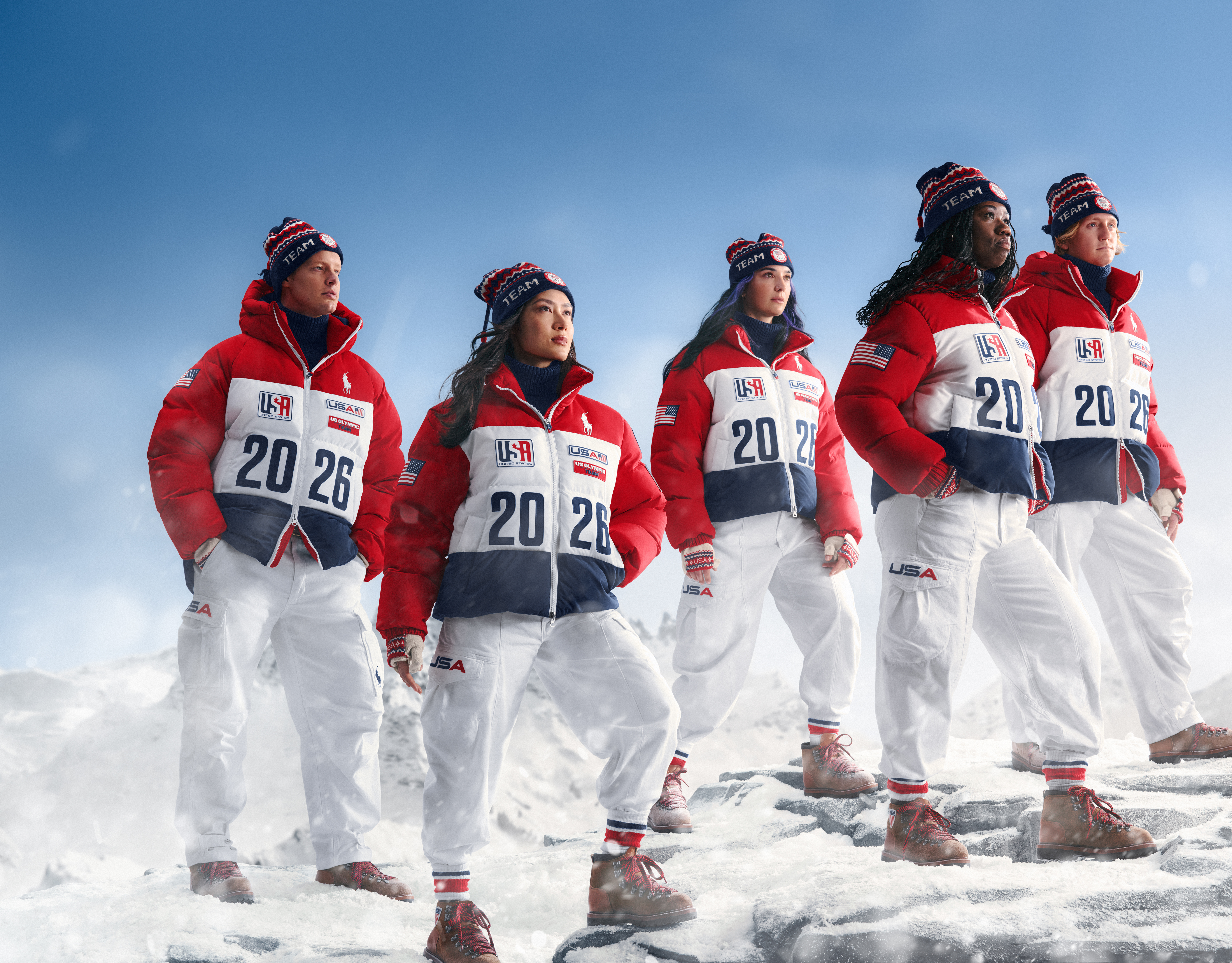 Team USA wearing the Winter Olympics closing ceremony uniforms