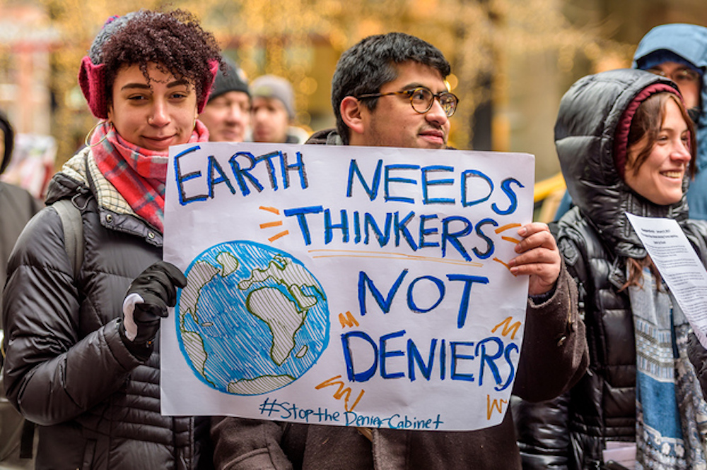 Marchers at a protest show their support for science.