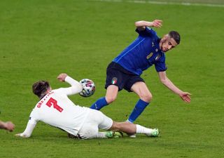 Jorginho was lucky to stay on the pitch after his studs-up challenge on Jack Grealish