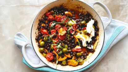 One-pan black chickpeas with baharat and orange