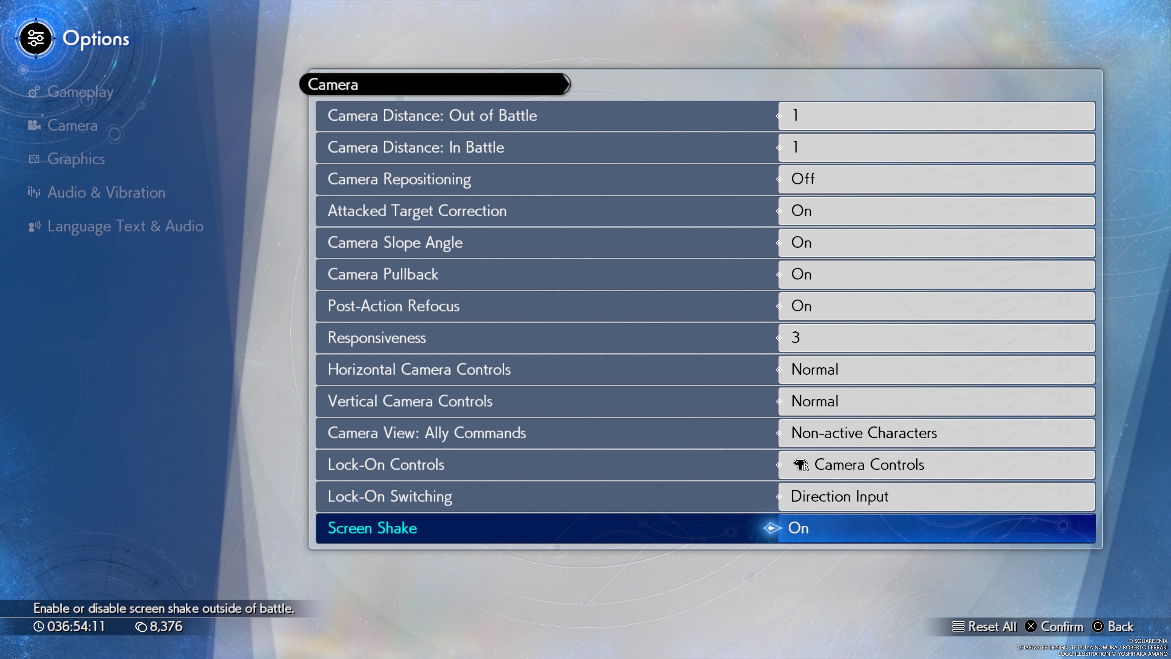 Camera options menu in Final Fantasy 7 Rebirth