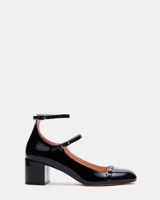 Sabrina Black Patent Mary Jane Block Heel | Women's Heels 
 Steve Madden