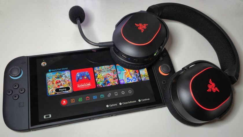 Photo of the Razer Barracuda X Chroma headset sitting on a Nintendo Switch 2 taken by Rosalie Newcombe.