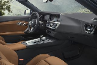 BMW Z4 front interior with brown leather seats and dashboard
