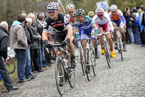 Thor Hushovd (Cervelo Test Team) racing on the cobbles