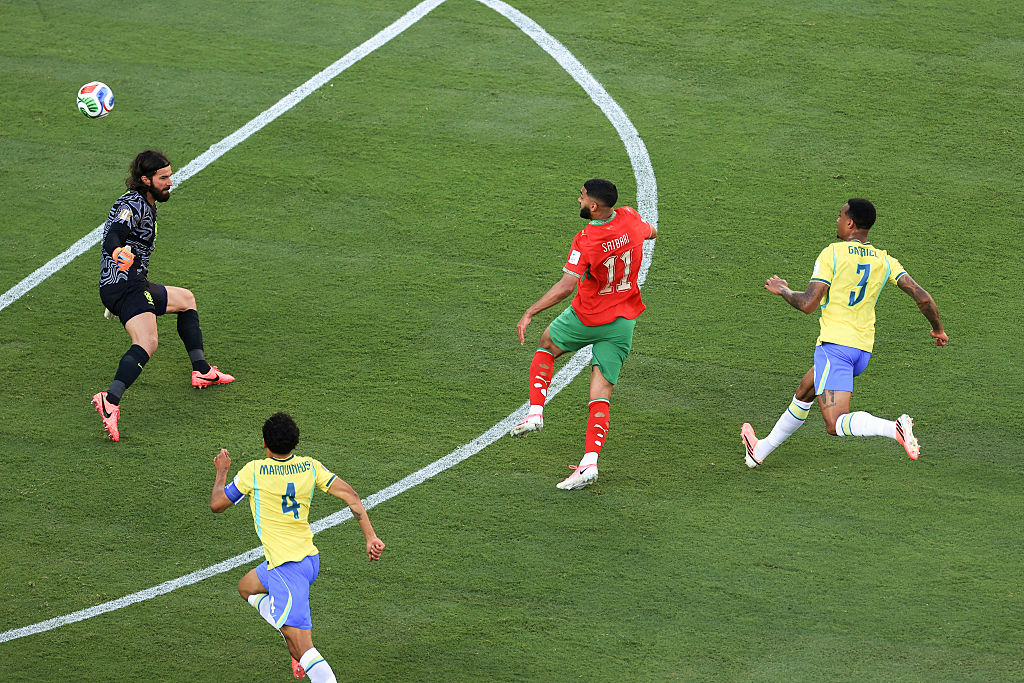 Ismael Saibari raced behind the Brazil defence to put Morocco 1-0 ahead