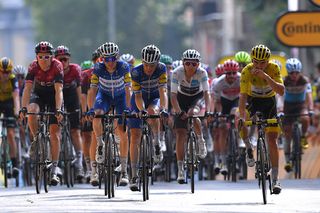 Julian Alaphilippe (Deceuninck-QuickStep) in the yellow jersey at the Tour de France