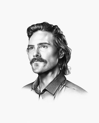 Illustration of Barnabe Fillion with moustache