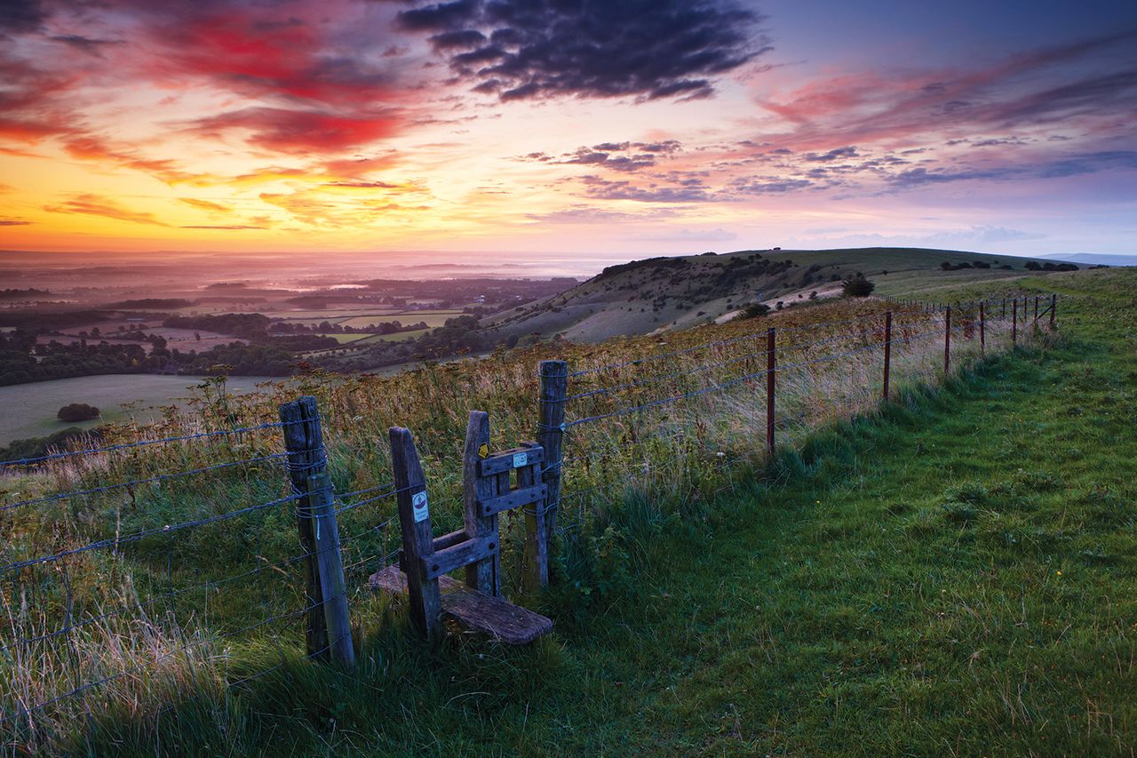 Ditching Beacon, on the South Downs Way, at dawn.