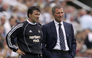 Dean Saunders and Graeme Souness of Newcastle look on during the UEFA Intertoto Cup Third Round Second Leg match between Newcastle United and FK ZTS Dubnica at St.James Park on July 23, 2005 in Newcastle, England.