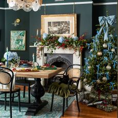 Christmas dining room with table and chairs