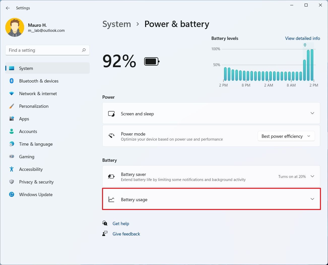 Open battery usage