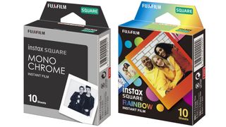 Thea two new Fujifilm Instax Square film packs: Monochrome & Rainbow