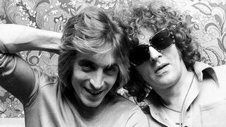 Mick Ronson (1946-1993) and Ian Hunter from The Hunter Ronson Band posed at Air Studios in Oxford Street, London in 1974.