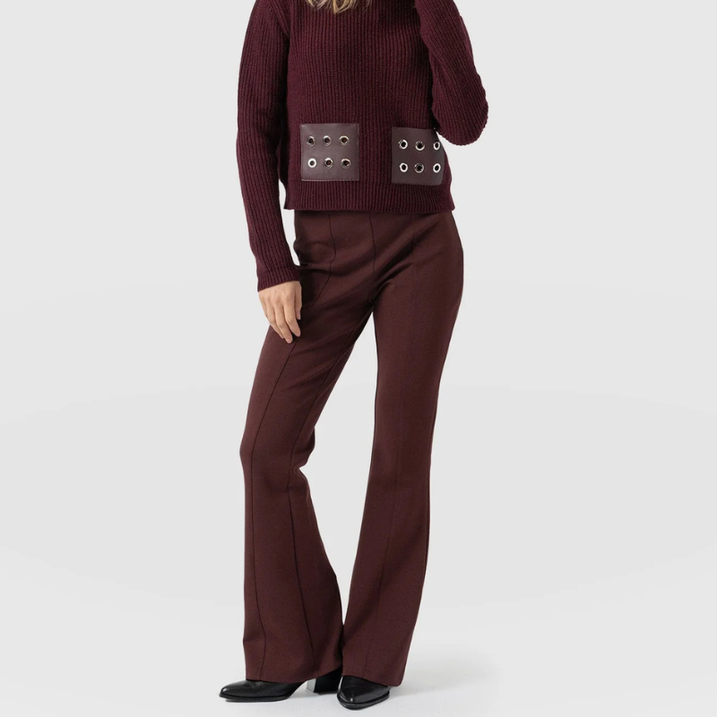Burgundy flared trousers 