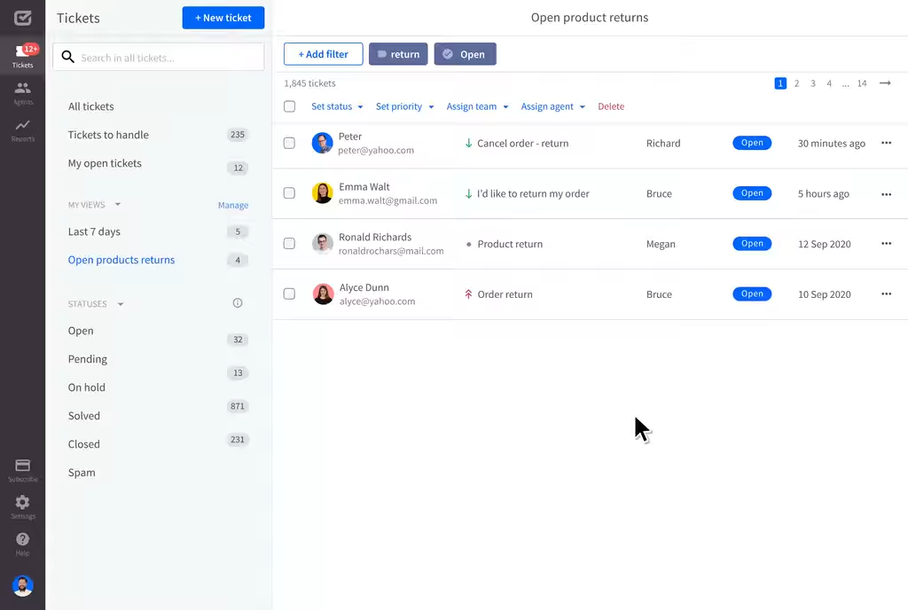 HelpDesk interface
