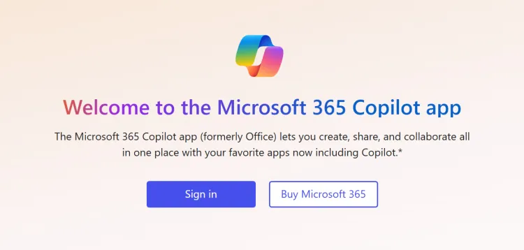 Microsoft 365 Copilot App new message