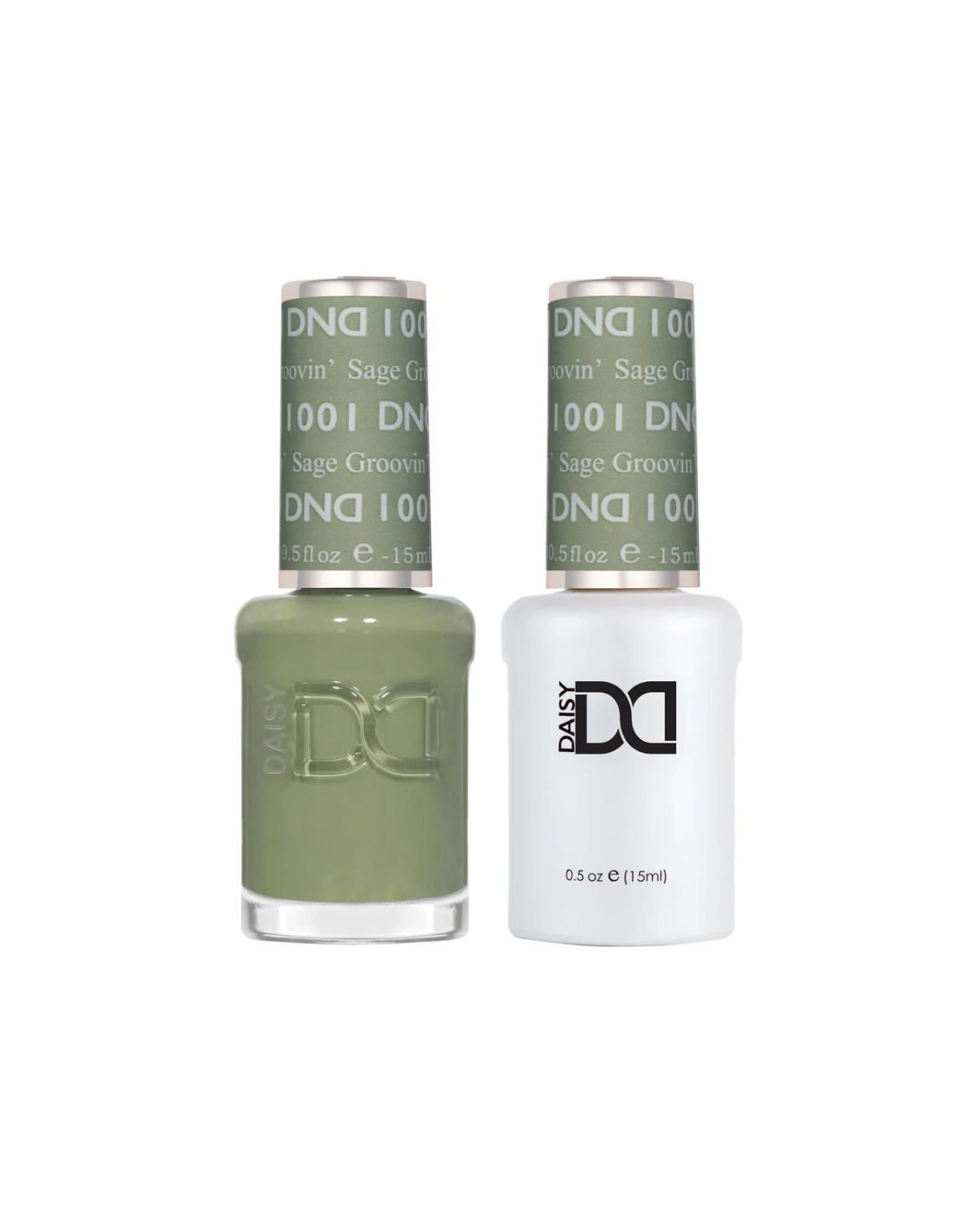 A bottle of DND Sage Groovin polish.