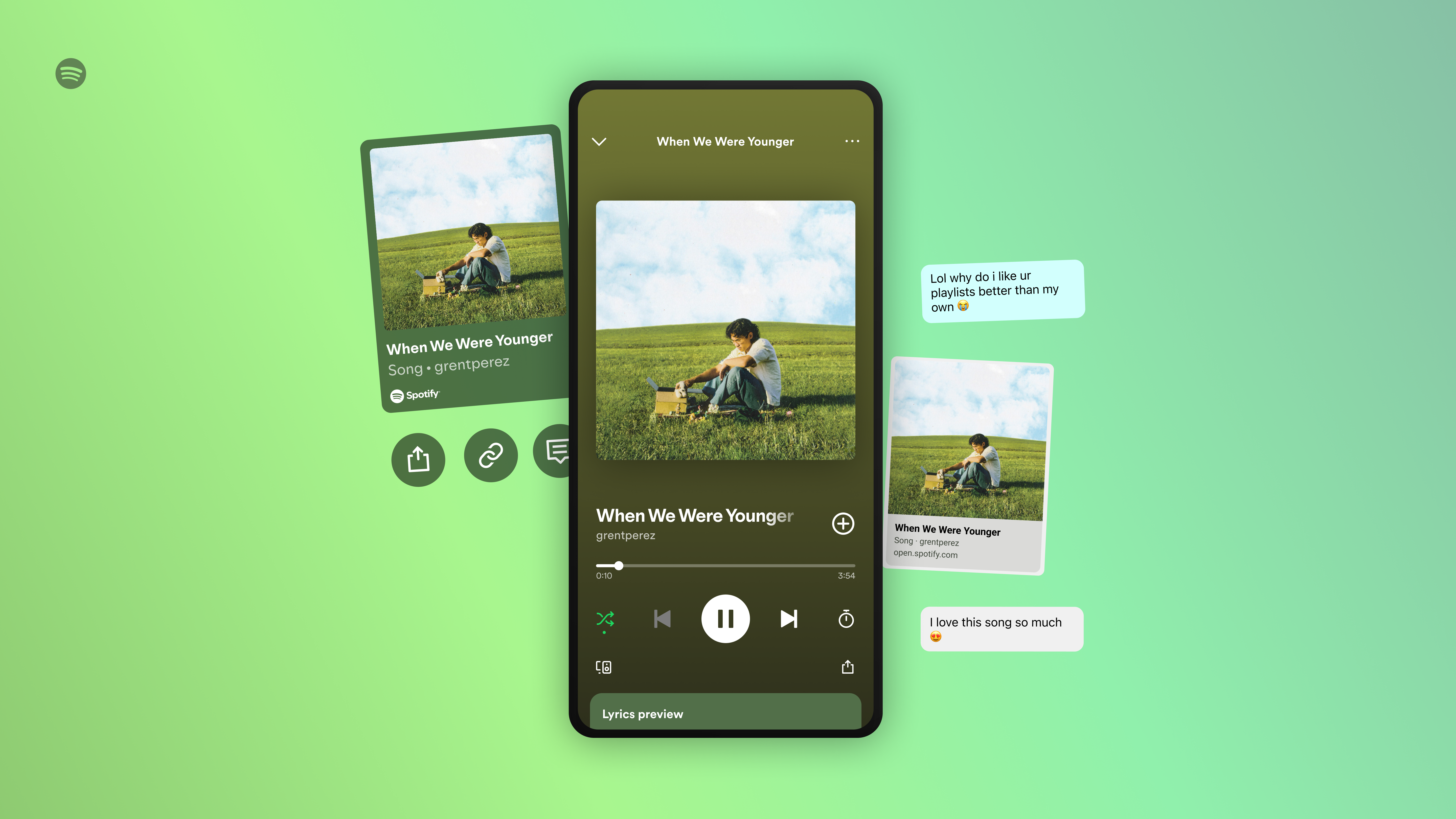 Spotify Free version allowing you to play any song shared to a social media platform