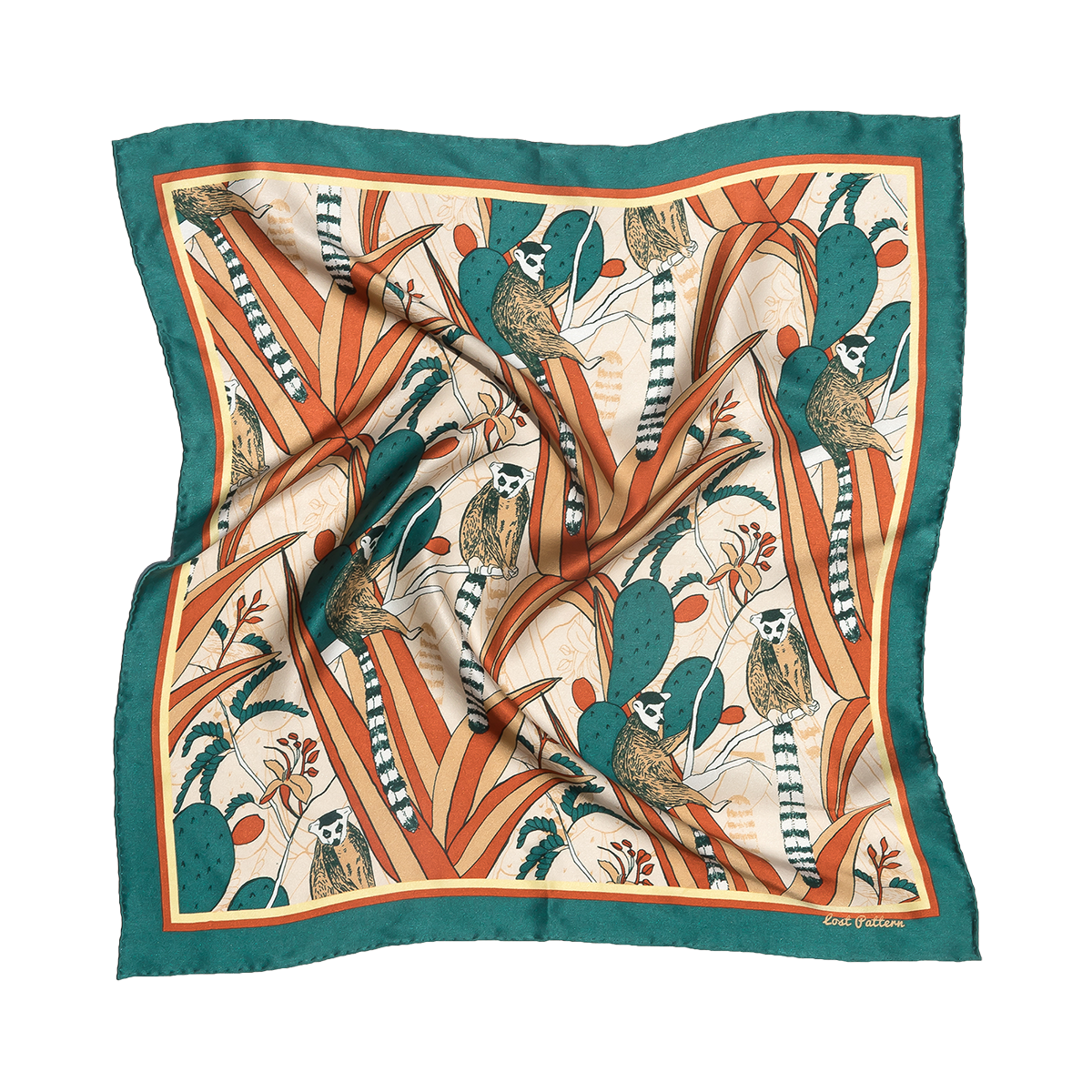 "madagascar" Silk Bandana - Green - Green