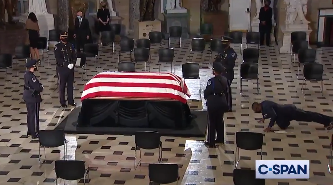 Ruth Bader Ginsburg&amp;#039;s personal trainer Bryant Johnson performs push-ups