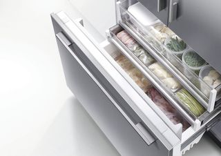 open freezer drawer showing freezer storage from Fisher & Paykel