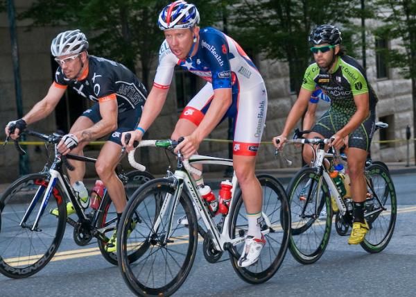 Russ Langley (XO Communications), Dan Holloway (Kelly Benefit Strategies-OptumHealth) and Iggy Silva (Wonderful Pistachios) climb together.