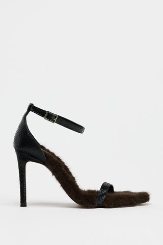 Embossed Leather Faux Fur Sandal Limited Edition