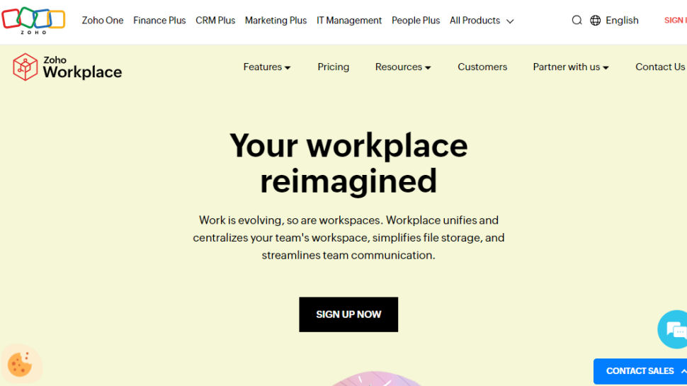 Website screenshot for Zoho Workplace.