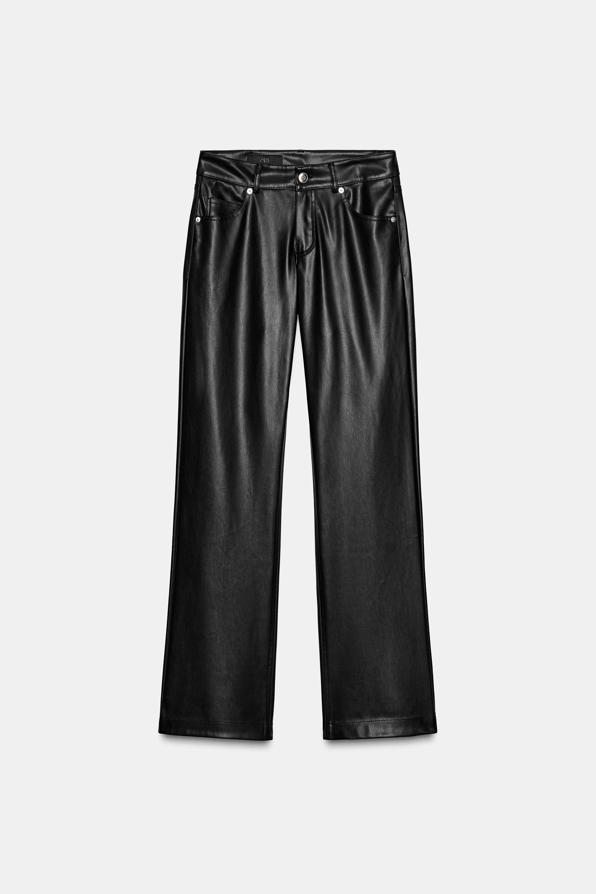 Faux Leather Low-Rise Trousers
